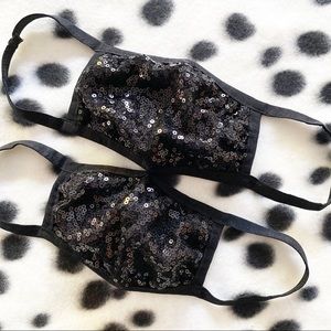 2 Black Fashion Face Mask Sparkly Sequined Comfy!
